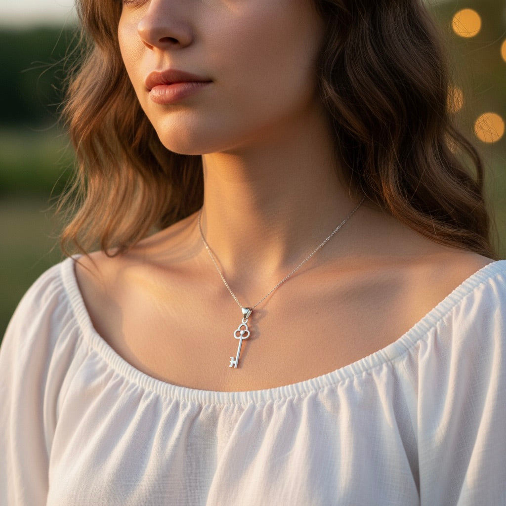 Sterling Silver 925 Key Pendant "Secret Door"