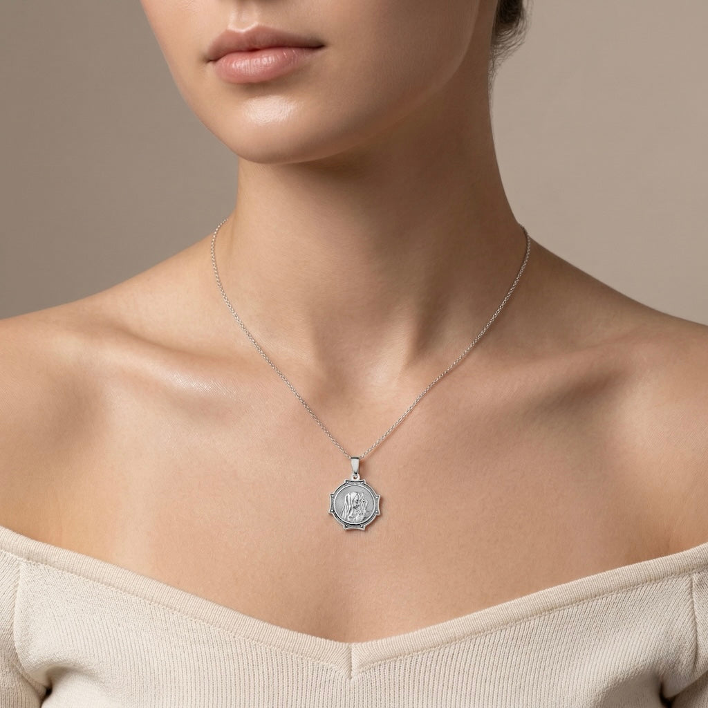 Sterling Silver 925 Madonna Pendant "Holy Mother"