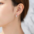 Sterling Silver 925 Huggie Hoop Earrings “Wave Crest”