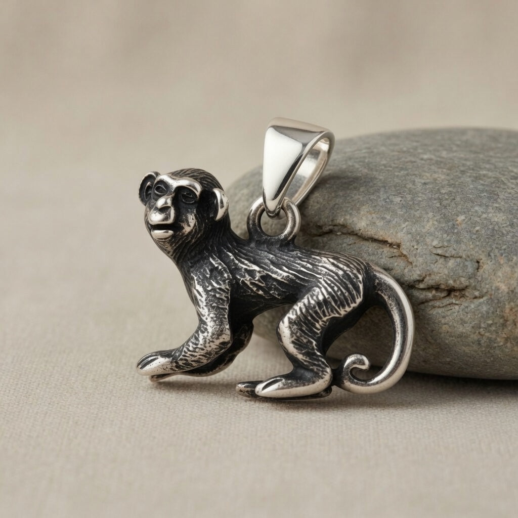 Sterling Silver 925 Monkey Pendant "Abu"