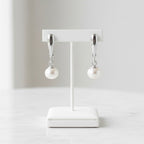 Sterling Silver 925 Freshwater 6mm Pearl Drop Earrings "Pure Bliss"