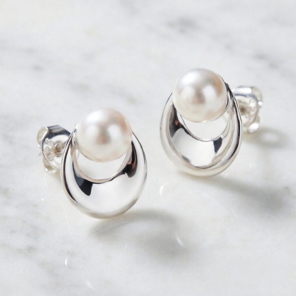 Sterling Silver 925 Freshwater 6mm Pearl Earrings “Luna”