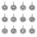 Sterling Silver 925 Zodiac Coin Signs Pendants "Astrology"