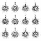 Sterling Silver 925 Zodiac Coin Signs Pendants "Astrology"